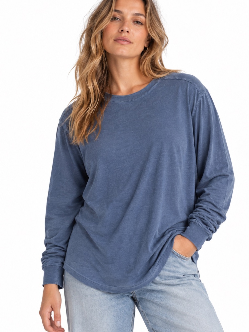 Velvet by Graham & Spencer cotton slub long sleeve t shirt relaxed loose crew XL
